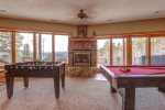 Eagle Trail Lodge game room with pool table and foosball. 